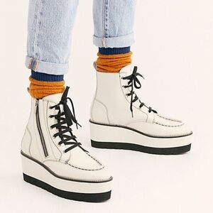 NEW Free People Maverick White Wedge Platform Boot